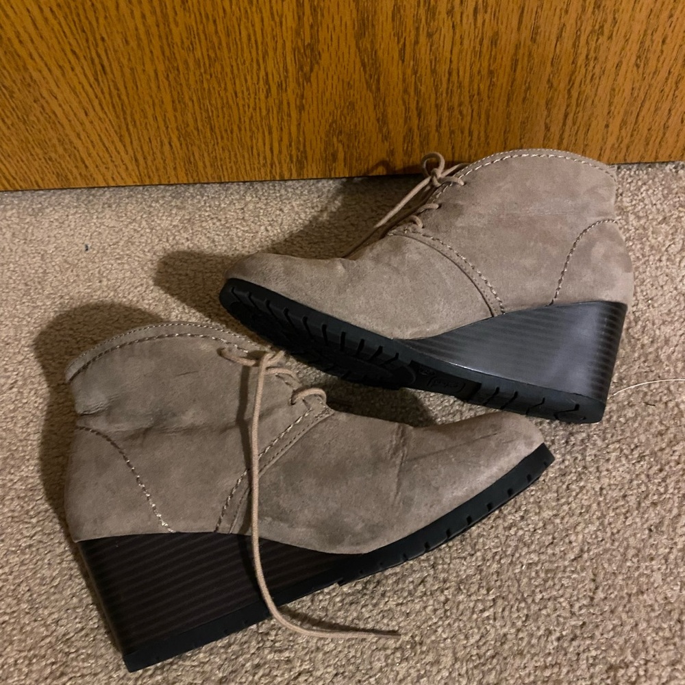 Brown lace up booties